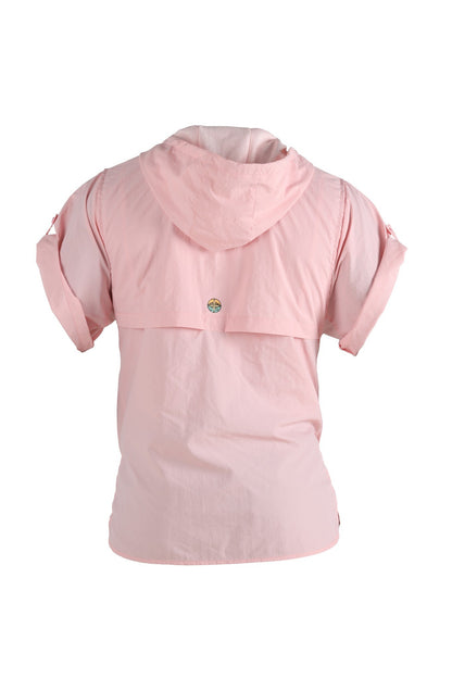 Pink hooded top on a white background