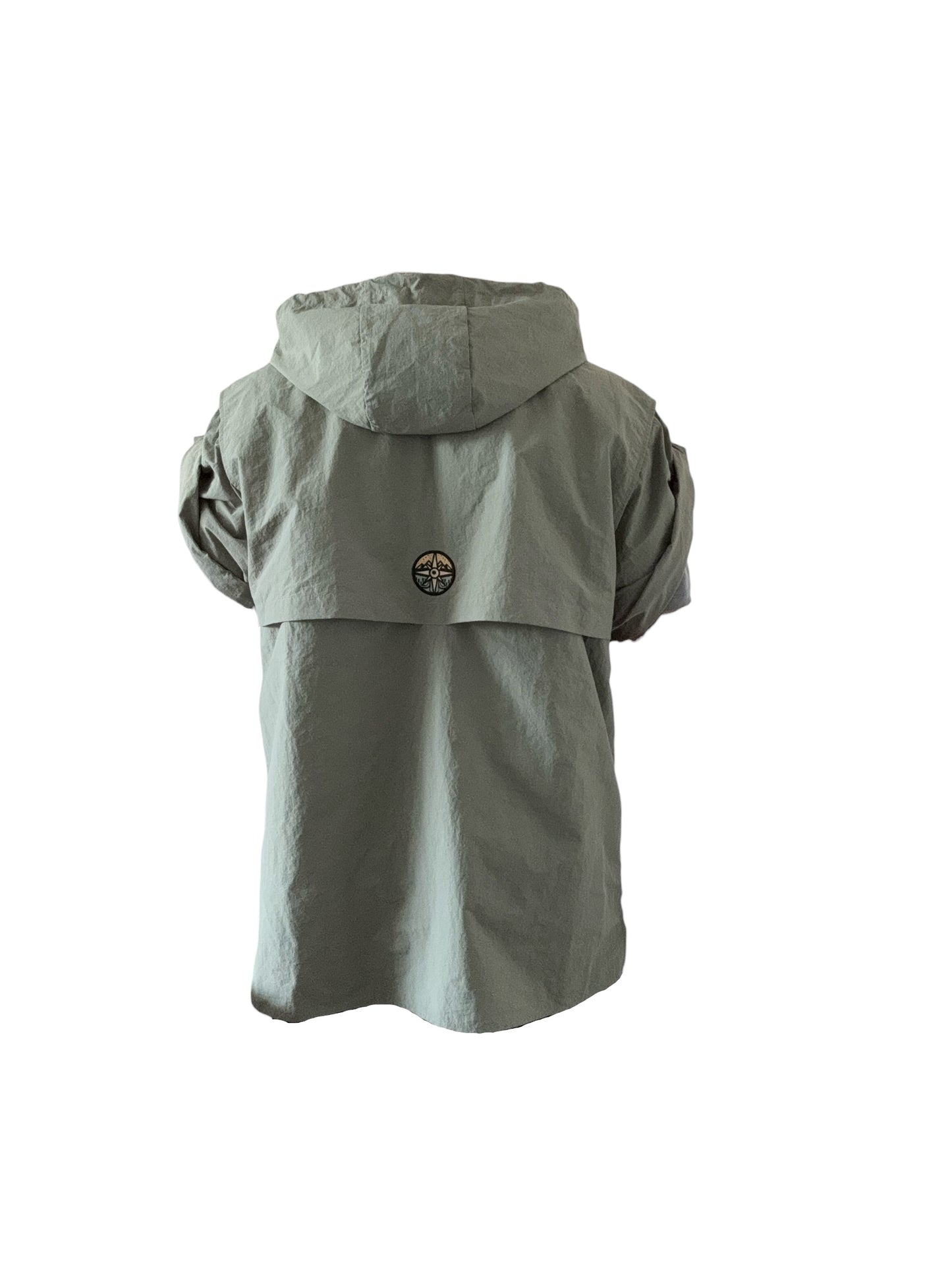 Green hooded jacket with a brand logo on a white background