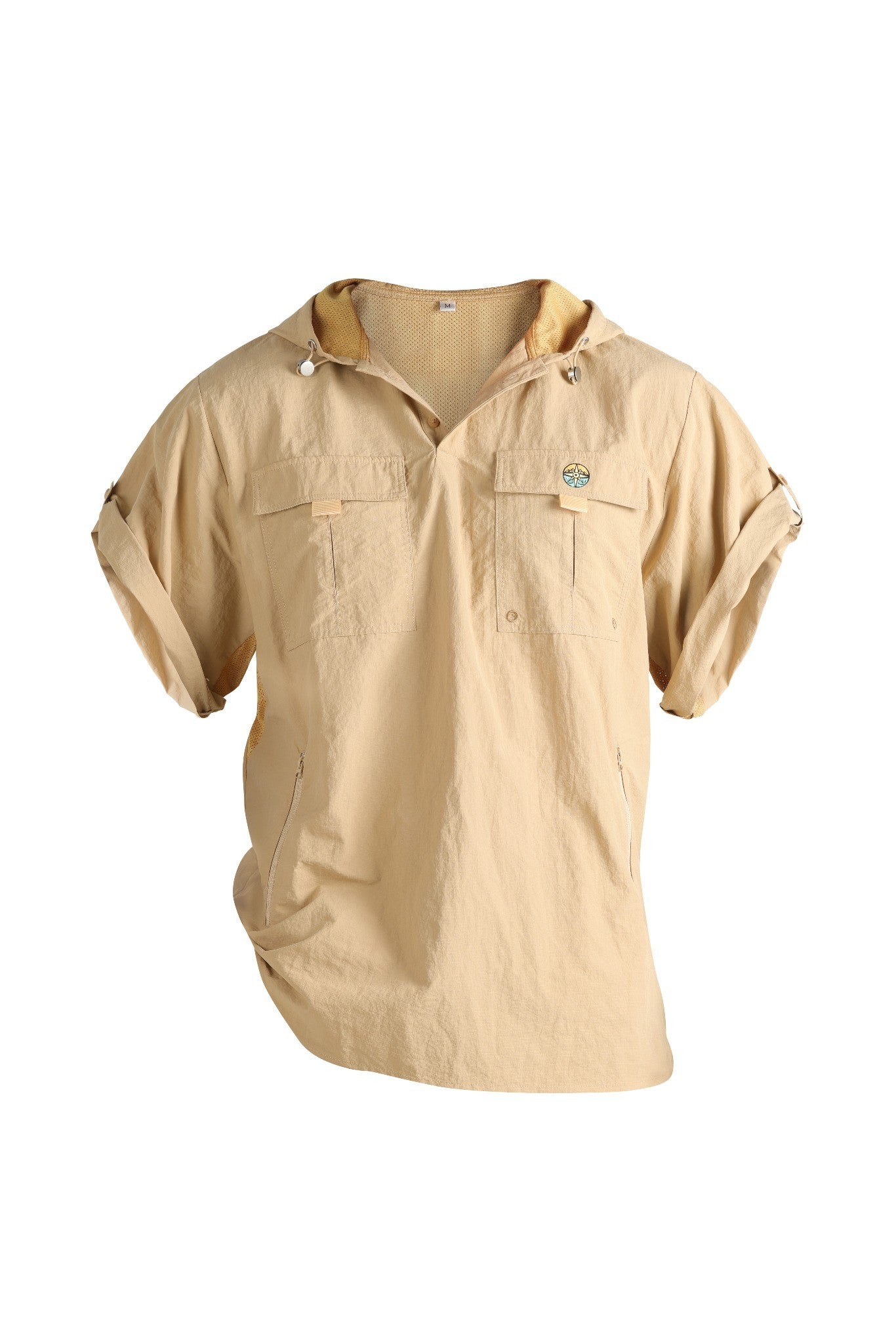 Beige short-sleeve shirt on a white background